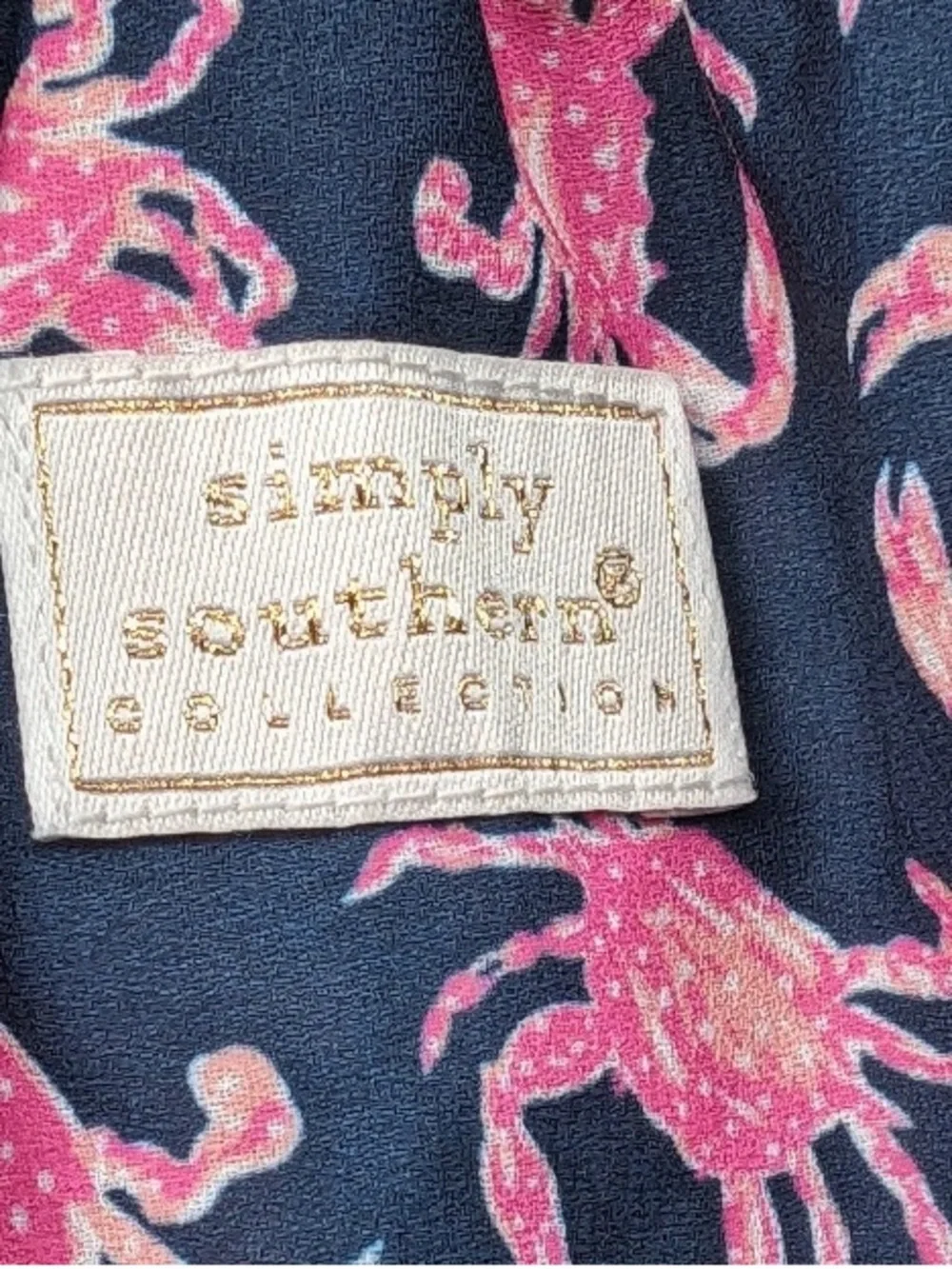 Simply Southern Shorts Womens Small Blue Pink Crab Print Pull On Lounge Beach - Picture 2 of 6